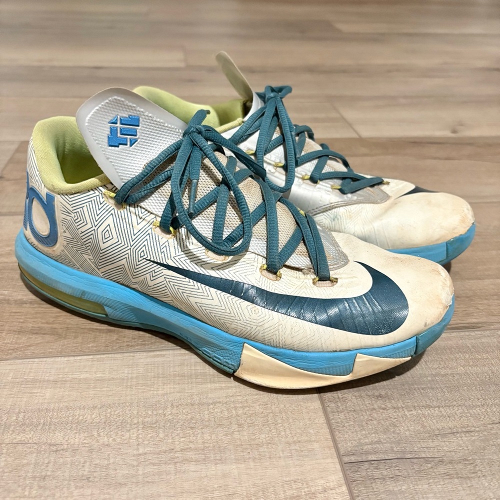 Nike KD 6 Men's Basketball Shoes Pure Platinum blue white Size 8.5